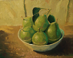 Pears in a White Bowl