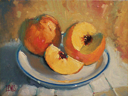 Peaches on a White Plate