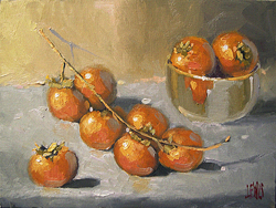 Persimmons and a Brass Bowl