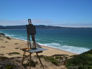 Easel Setup on Dune above the Bay Easel Setup on Dune above the Bay
