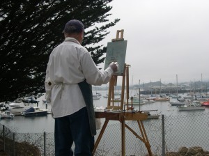 Robert Lewis Painting the Boat in the Harbor Robert Lewis Painting the Boat in the Harbor