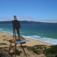 Easel Setup on Dune above the Bay