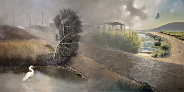 "Morning Fog Breaking", 48 x 24, Oil on Canvas by Robert Lewis Catalog # 1023 "Morning Fog Breaking"