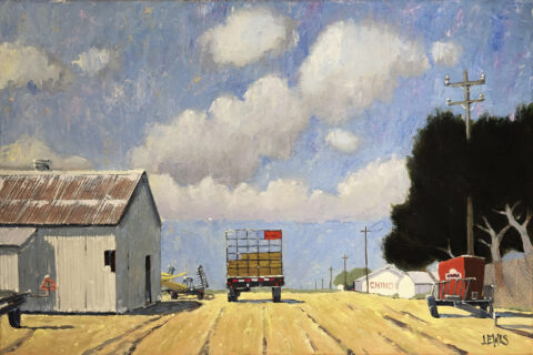 "A Farm at Midday on San Jon Road", 24 x 16, Oil on Canvas by Robert Lewis Catalog # 1025 "A Farm at Midday on San Jon Road"