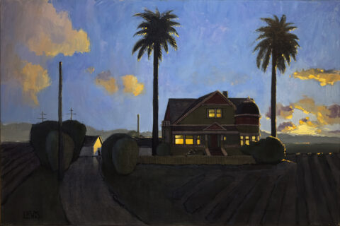 "Post-Victorian Farmhouse on Castroville Road", 24 x 16, Oil on Canvas by Robert Lewis Catalog # 1027 "Post-victorian Farmhouse on Castroville Road",