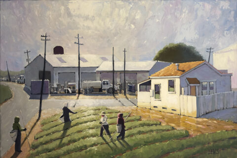 "Weeding", 24 x 16, Oil on Canvas by Robert Lewis Catalog # 1028 "Weeding"