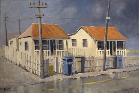"50-52 Cooper Road", 20 x 16, Oil on Canvas by Robert Lewis Catalog # 1036 "50-52 Cooper Road"
