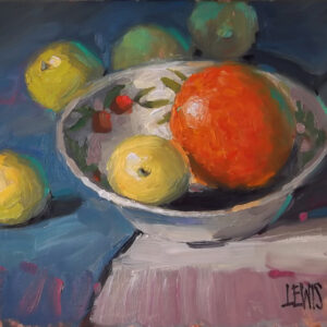 <i><b>"Oranges and Lemons with Antique Bowl"</b></i><br>14"x11" print on 20"x16" Paper
