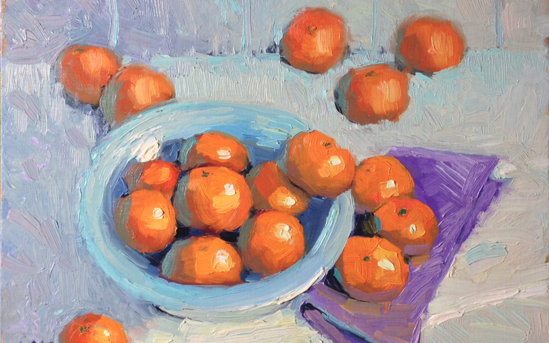 Tangerines in a Light Blue Bowl