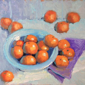 <i><b>"Tangerines in a Light Blue Bowl"</b></i><br>14"x11" Fine Art Print<br>on 20"x16" Paper
